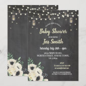 Baby shower Party Rustic Chalk Fireflies Uitnodige Kaart (Voorkant / Achterkant)