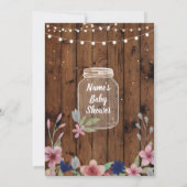 Baby shower Party Rustic Jar Wood Bloemen Uitnodig Kaart (Achterkant)