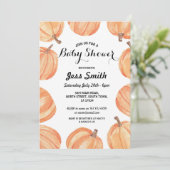 baby shower Party Rustic Waterverf Pumpkin Herfst Kaart (Staand voorkant)