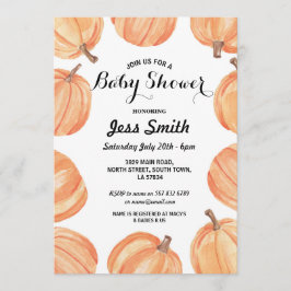 baby shower Party Rustic Waterverf Pumpkin Herfst Kaart