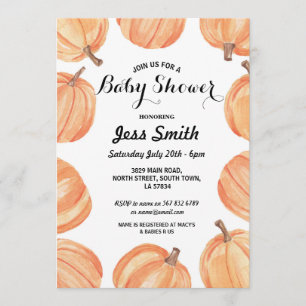 baby shower Party Rustic Waterverf Pumpkin Herfst Kaart