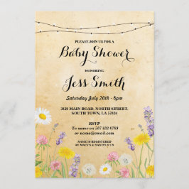 Baby shower Party Rustic Wild Flowers Schattige Ui Kaart