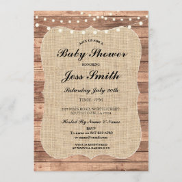 baby shower Party Rustic Wood Burlap BBQ Uitnodige Kaart