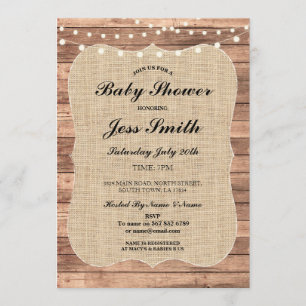 baby shower Party Rustic Wood Burlap BBQ Uitnodige Kaart
