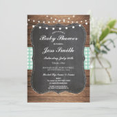Baby shower Party Rustieke Burlap Mint Wood Uitnod Kaart (Staand voorkant)