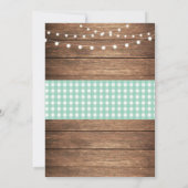 Baby shower Party Rustieke Burlap Mint Wood Uitnod Kaart (Achterkant)