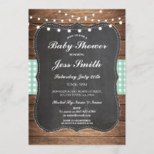 Baby shower Party Rustieke Burlap Mint Wood Uitnod