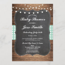 Baby shower Party Rustieke Burlap Mint Wood Uitnod Kaart