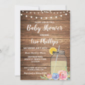 Baby shower Party Summer Wood Mason Jar Uitnodigen Kaart (Voorkant)