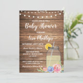 Baby shower Party Summer Wood Mason Jar Uitnodigen Kaart (Staand voorkant)