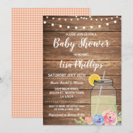 Baby shower Party Summer Wood Mason Jar Uitnodigen Kaart
