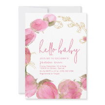 Baby shower Party Uitnodiging Sjabloon Roze Bloeme