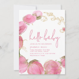 Baby shower Party Uitnodiging Sjabloon Roze Bloeme