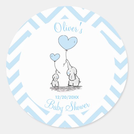 Baby shower Pastel Baby Olifant met hart Custom Ronde Sticker (Voorkant)