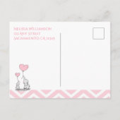 Baby Shower Pastel Baby Olifant met Hart Custom Uitnodiging Briefkaart (Achterkant)