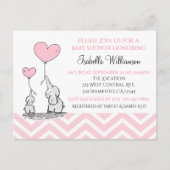 Baby Shower Pastel Baby Olifant met Hart Custom Uitnodiging Briefkaart (Voorkant)