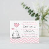 Baby Shower Pastel Baby Olifant met Hart Custom Uitnodiging Briefkaart (Staand voorkant)