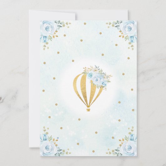 Baby shower Pastel Blue Floral Kaart (Achterkant)