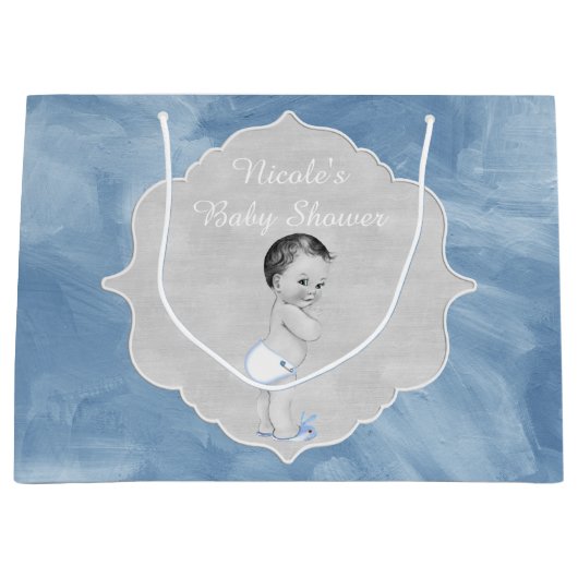baby shower Pastel Blue  Little Boy Large Cadeautasje (Voorkant)