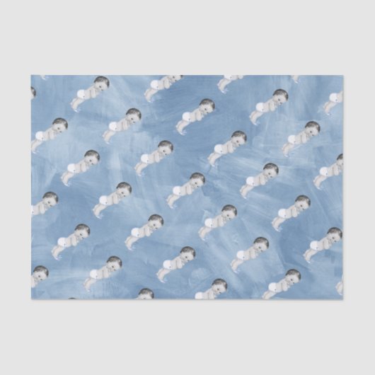 baby shower Pastel Blue  Little Boy Tissuepapier (Voorkant)