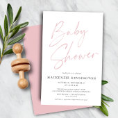 Baby shower Pastel Blush Pink Simple Script