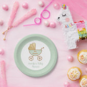 Baby shower Pastel Mint Groen Retro Carriage Papieren Bordje (Feest)