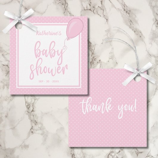 Baby shower Pastel Roze Baby Girl Polka Dot Bedankjes Labels