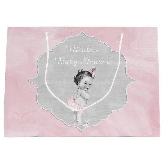 baby shower Pastel Roze  Klein meisje Large Cadeautasje (Voorkant)