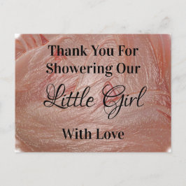 Baby Shower Pastel Roze Meisje Elegante Dankjewel Briefkaart