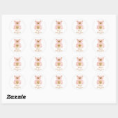Baby shower pastel roze teddybeer dank u ronde sticker (Vel)