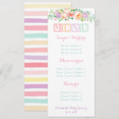 baby shower Pastel Sherbet Floral Menu Cards (Voorkant / Achterkant)