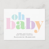 Baby shower Pastel Typografie Uitnodiging Briefkaart (Voorkant)