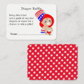 Baby shower Patriotic Red White Blue Diaper Raffle Informatiekaartje (Voorkant / Achterkant)