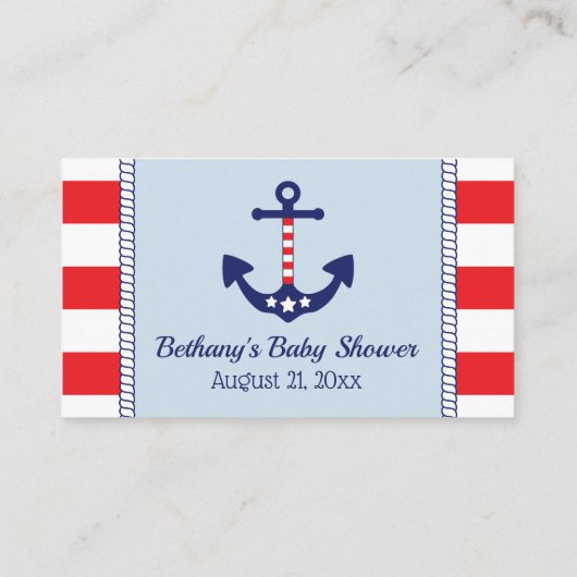 Baby shower Patriottisch Anker Luier Raffle Ticket Informatiekaartje (Achterkant)
