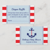 Baby shower Patriottisch Anker Luier Raffle Ticket Informatiekaartje (Voorkant / Achterkant)