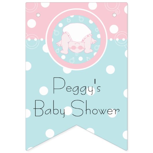 Baby shower Peek-a-Boo, Swallowtail Bunting Banner (Eerste vlag)