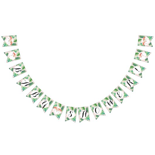 baby shower Pennant Bunting Flamingo Leaf Stripe Vlaggetjes (Alle)