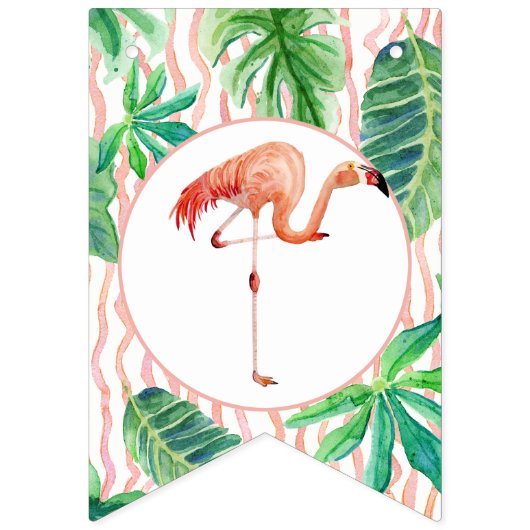 baby shower Pennant Bunting Flamingo Leaf Stripe Vlaggetjes (Tweede vlag)