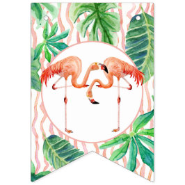 baby shower Pennant Bunting Flamingo Leaf Stripe Vlaggetjes