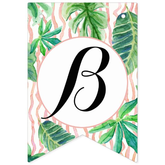 baby shower Pennant Bunting Flamingo Leaf Stripe Vlaggetjes (Derde vlag)