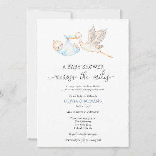 Baby shower per e-mail Blue Stork Kaart (Voorkant)