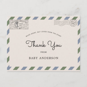 Baby shower per e-mail Dank u Blauw groen Briefkaa Briefkaart