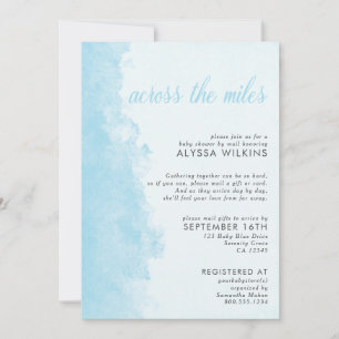 Baby shower per e-mail Elegant Ink Wash Blue Kaart