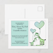 Baby shower per e-mail Giraffes Blauw groen Uitnodiging Briefkaart (Voorkant / Achterkant)