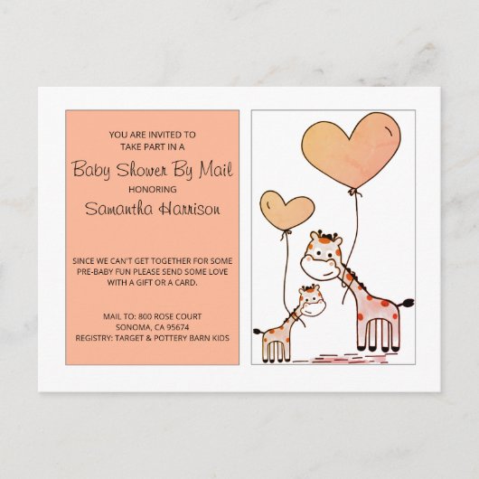 Baby shower per e-mail: Giraffes en Baby Uitnodiging Briefkaart (Voorkant)