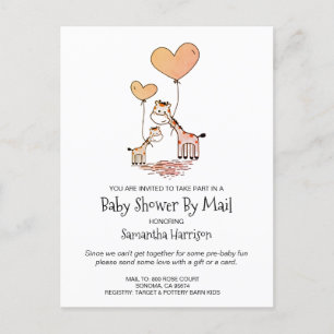 Baby shower per e-mail: moeder en Baby Giraffe Uitnodiging Briefkaart