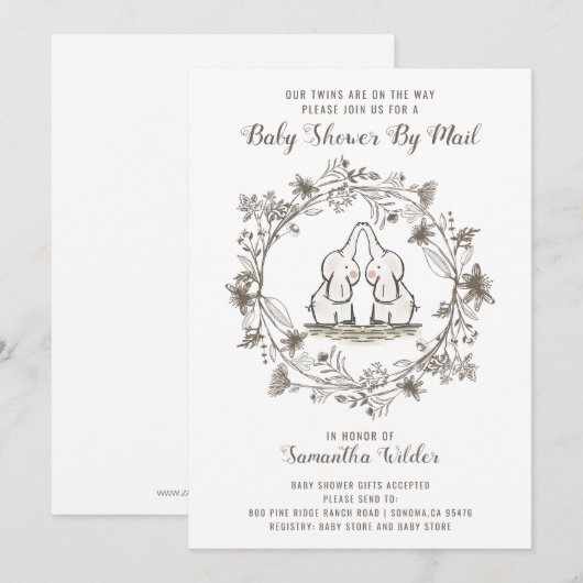 Baby shower per e-mail | Twins Kaart (Voorkant / Achterkant)