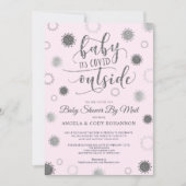 Baby shower per Mail BABY ITS COVID BUITEN Roze Kaart (Voorkant)