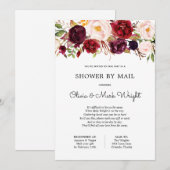 Baby shower per Mail Bourgondië Floral Invitation Kaart (Voorkant / Achterkant)