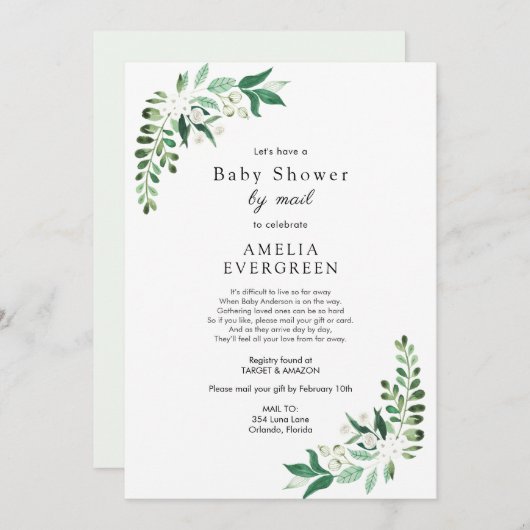 Baby shower per Mail Greenery uitnodiging (Voorkant / Achterkant)